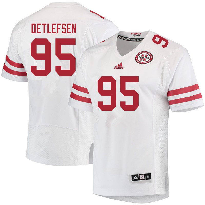 Women #95 Grant Detlefsen Nebraska Cornhuskers College Football Jerseys Sale-White